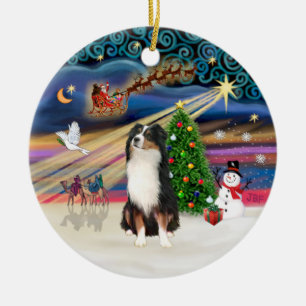 Xmas Magic - Aussie Shepherd (tri) Ceramic Ornament