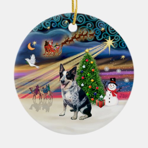 Xmas Magic _ Australian Cattle Dog Ceramic Ornament
