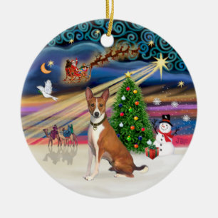 Xmas Magic - Basenji Ceramic Ornament