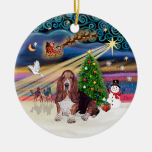 Xmas Magic - Basset Hound Ceramic Ornament
