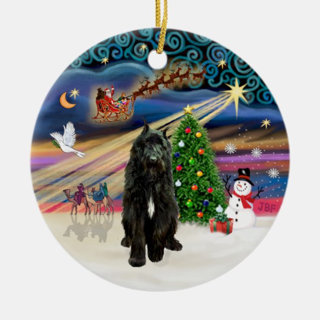 Xmas Magic - Bouvier (black) Ceramic Ornament (Front)