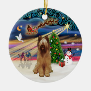 Xmas Magic - Briard (fawn) Ceramic Ornament