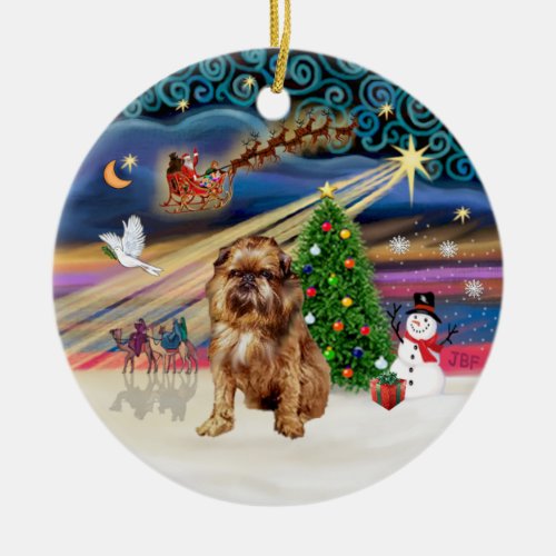 Xmas Magic _ Brussels Griffon red Ceramic Ornament