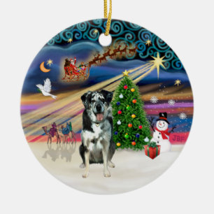 Xmas Magic - Catahoula Leopard Dog Ceramic Ornament