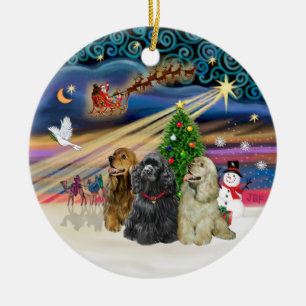 Xmas Magic - Cocker Spaniels (three) Ceramic Ornament
