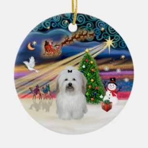 Xmas Magic - Coton de Tulear (bow) Ceramic Ornament