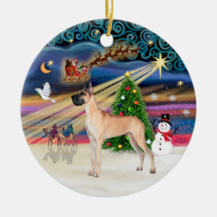 Xmas Magic - Fawn Great Dane (stand) Ceramic Ornament
