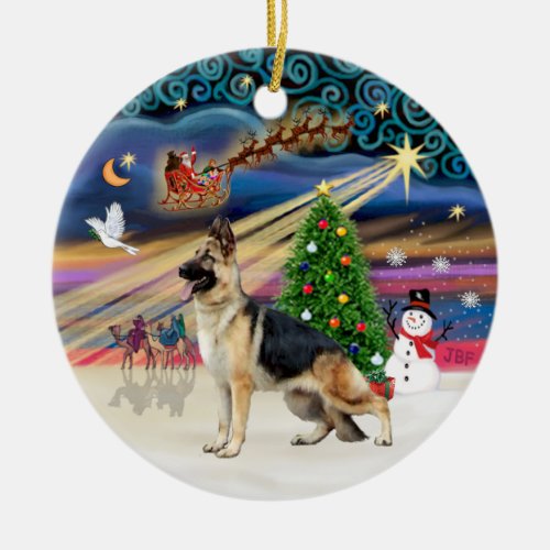 Xmas Magic _ German Shepherd 13 Ceramic Ornament