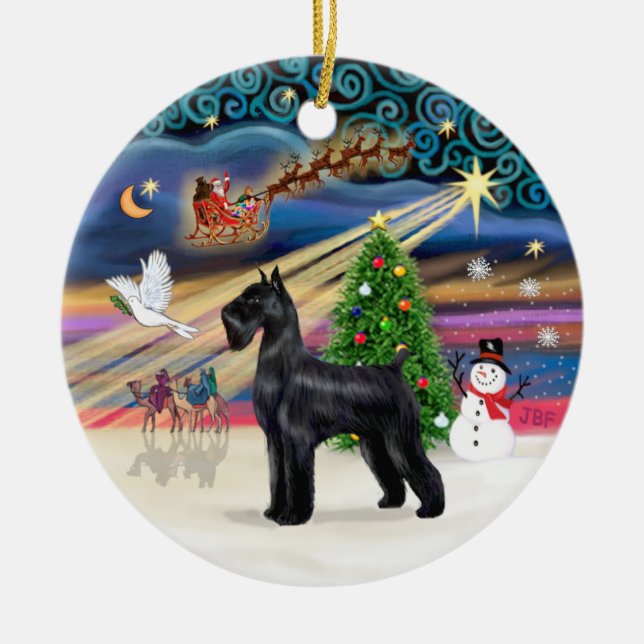 Xmas Magic - Giant Schnauzer (black) Ceramic Ornament (Front)