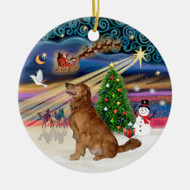Xmas Magic -  Golden  Retriever (B-Prof) Ceramic Ornament (Front)