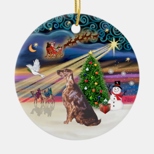 Xmas Magic - Irish Setter Ceramic Ornament (Front)