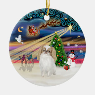 Xmas Magic - Japanese Chin (lemon-white) Ceramic Ornament