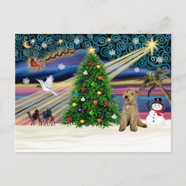 Xmas Magic-Lakeland Terrier Holiday Postcard (Front)
