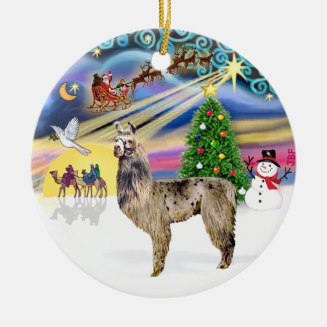 Xmas Magic - Llama 2 Ceramic Ornament (Front)