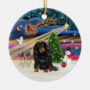  Sniggle Sloth Long Haired Dachshund Dog Solid Unfinished Craft  Wood Holiday Christmas Tree DIY Pre-Drilled Ornament