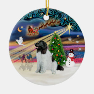 Xmas Magic - Newfoundland (Landseer #1) Ceramic Ornament