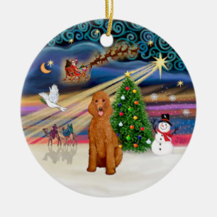 Xmas Magic - Poodle (Standard apricot) Ceramic Ornament