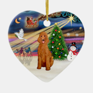 Xmas Magic - Poodle (Standard apricot) Ceramic Ornament