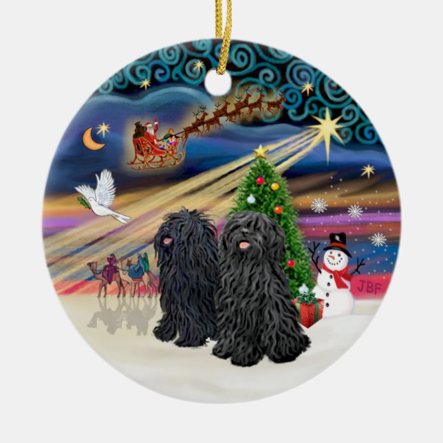 Xmas Magic - Puli (TWO) Ceramic Ornament (Front)