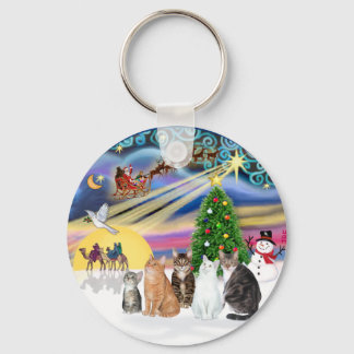 Xmas Magic (R) - Five cats (AmSH) Keychain