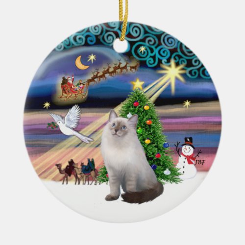 Xmas Magic _  Ragdoll cat blue cream Ceramic Ornament