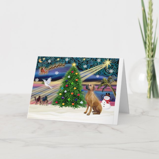 Xmas Magic-Rhodesian Ridgeback-lkup Holiday Card (Front)