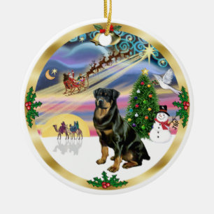Xmas Magic - Rottweiler 3 Ceramic Ornament