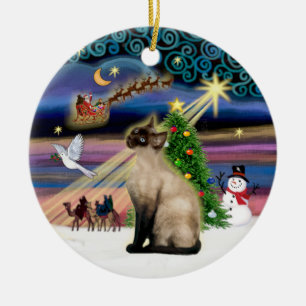 Xmas Magic - Seal Point Siamese Ceramic Ornament