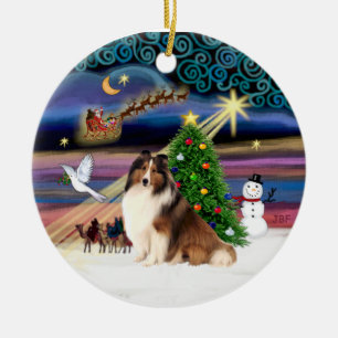 Xmas Magic - Sheltie #7 Ceramic Ornament