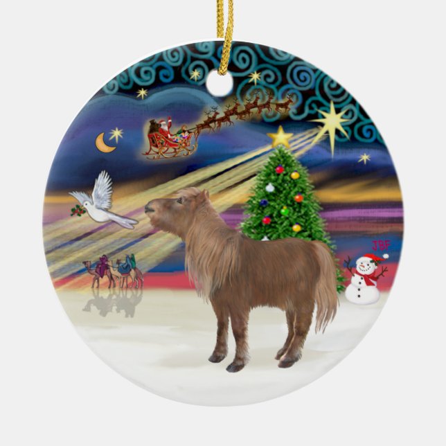 Xmas Magic - Shetland Pony Ceramic Ornament (Front)