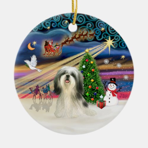 Xmas Magic _ Shih Tzu 3 Ceramic Ornament