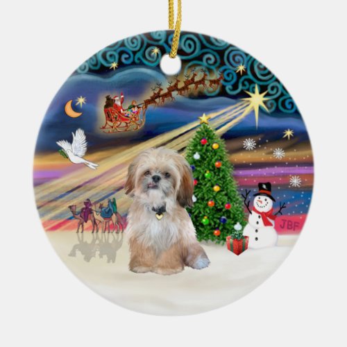 Xmas Magic _ Shih Tzu P Ceramic Ornament