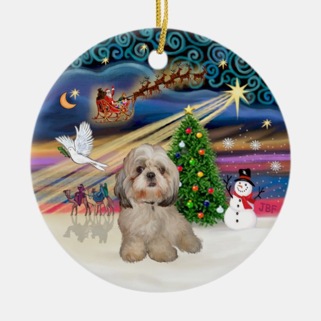 Xmas Magic - Shih Tzu (Y) Ceramic Ornament (Front)