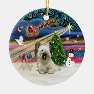 Xmas Magic - Skye Terrier (light) Ceramic Ornament