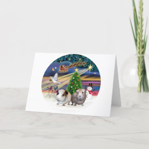 Xmas Magic -T wo Guinea Pigs Holiday Card