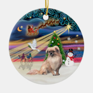 Xmas Magic - Tibetan Spaniel (fawn) Ceramic Ornament