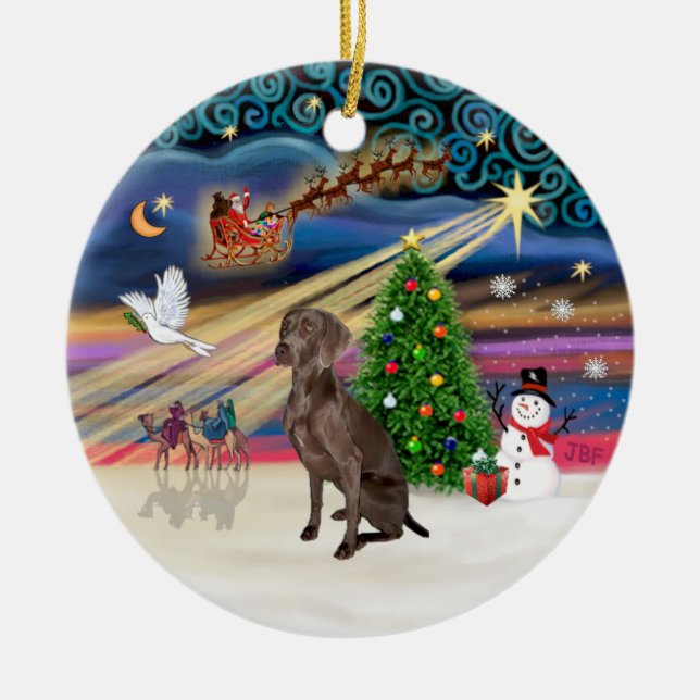 Xmas Magic - Weimaraner #A7 Ceramic Ornament (Front)