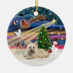 Xmas Magic - Wheaten Cairn Terrier #4 (lying) Ceramic Ornament