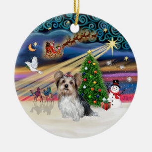Xmas Magic - Yorkie (Biewer) Ceramic Ornament