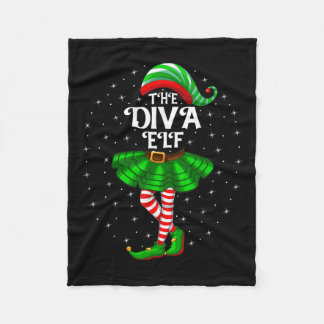 Xmas Matching Family Women Girls Mom The Diva Elf Fleece Blanket