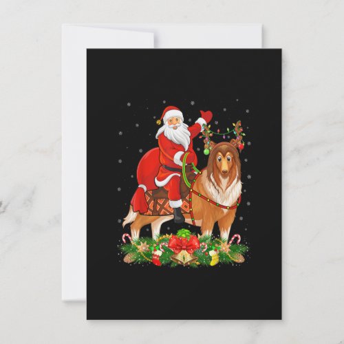 Xmas Matching Funny Santa Riding Rough Collie Dog  Invitation