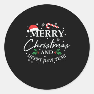 Xmas Merry Christmas And Happy New Year Classic Round Sticker