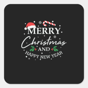 Xmas Merry Christmas And Happy New Year Square Sticker