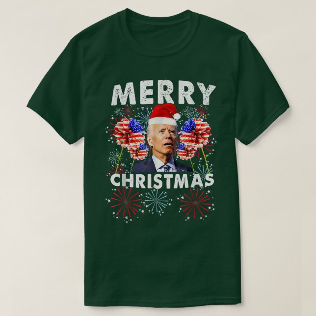 Xmas Merry Christmas Confused Funny Happy 4th Of J T-Shirt (Design Front)
