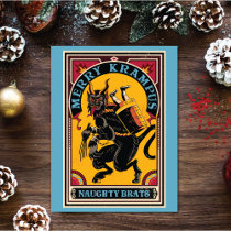 Xmas Merry Krampus Naughty Brats Circus Poster  Holiday Postcard