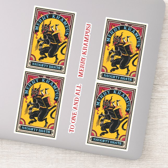 Xmas Merry Krampus Naughty Brats Circus Poster  Sticker (Detail)
