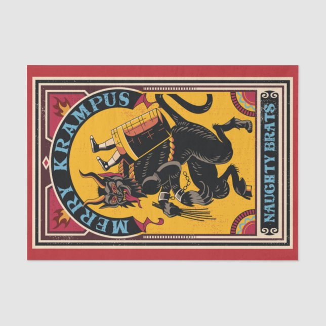 Xmas Merry Krampus Naughty Brats Circus Poster  Tissue Paper (Front)
