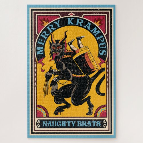 Xmas Merry Krampus Naughty Brats Circus Style Jigsaw Puzzle
