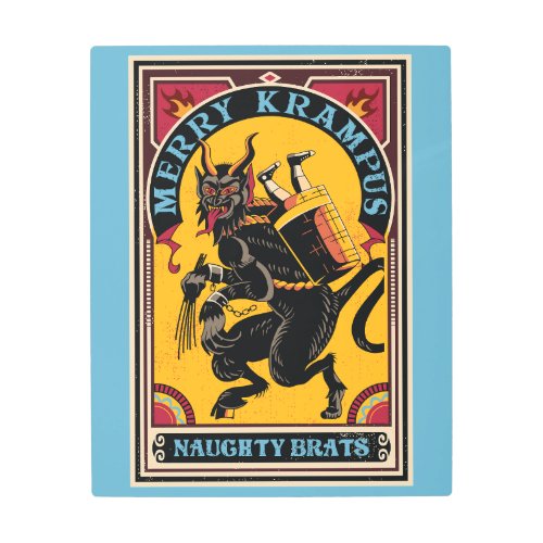 Xmas Merry Krampus Naughty Brats Circus Style Metal Print