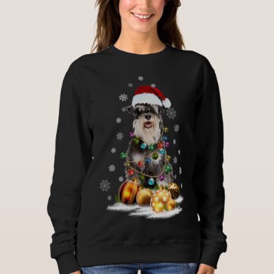 Xmas Miniature Schnauzer Dog Christmas Lights Sant Sweatshirt